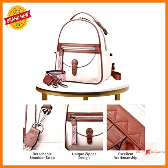 Leather Mini Backpack Purse, Waterproof Shoulder Bag with Multiple Pockets main image 5